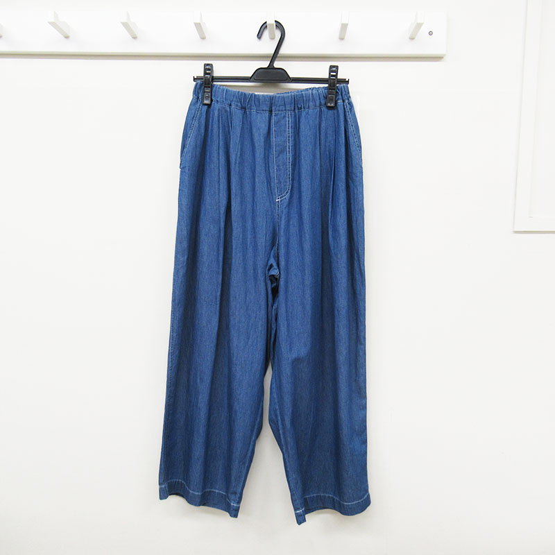 homeworking コットンリネンダンガリー4.5ozタックワイドパンツ/ブリーチ